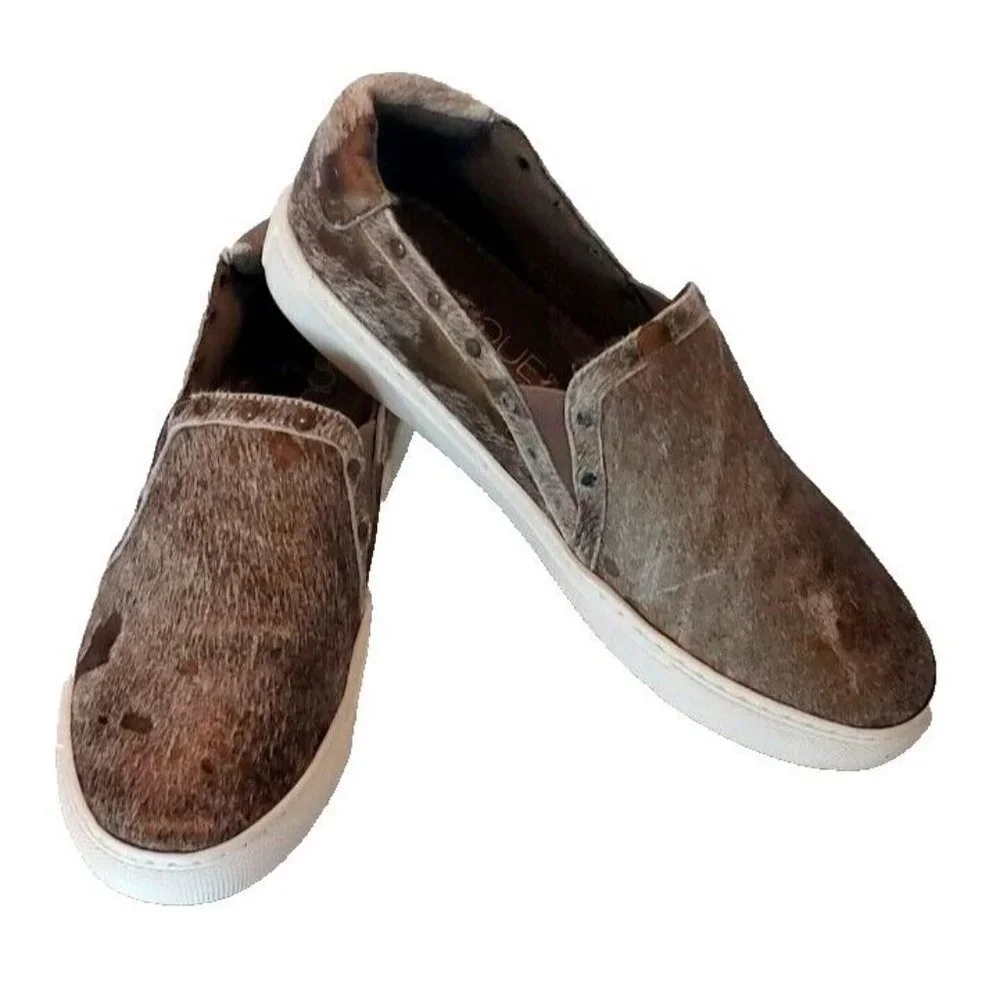 Corkys Womens Pine Top‎ Hair On Slip On Fashion Sneaker (Bronze) Size 9
